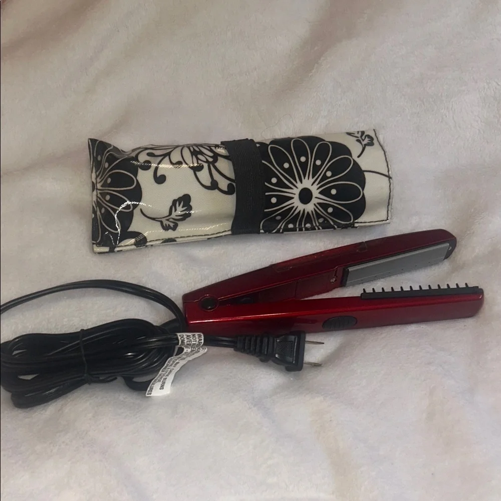 🩵3/$20🩵 Minipro Steam Travel Small Red Hair Straightener Floral Pouch Conair - Picture 2 of 8